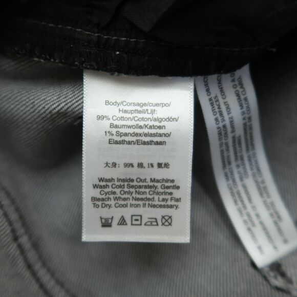 DKNY Jeans Women's Size 27 Gray High-Rise Wide-Leg Denim 31" Inseam Embellished - Picture 11 of 16